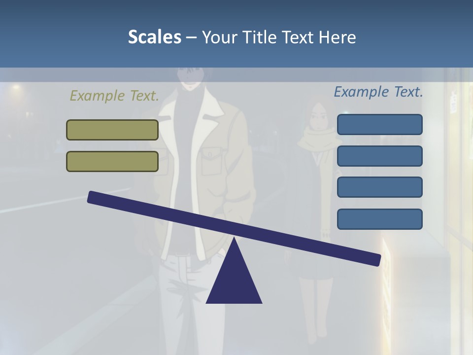 A Man And Woman Walking Down A Street At Night PowerPoint Template