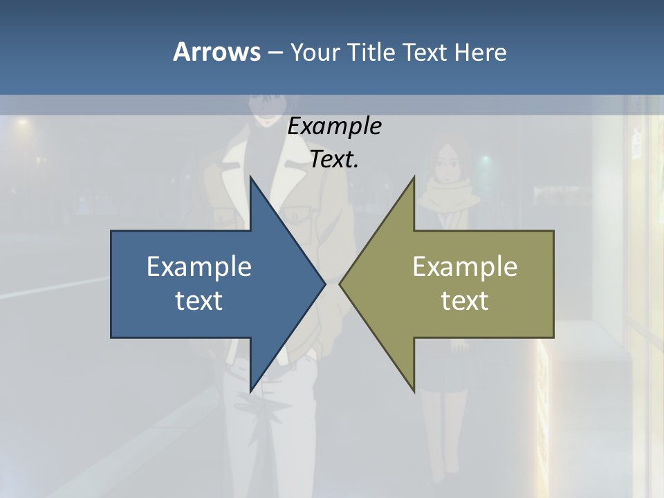 A Man And Woman Walking Down A Street At Night PowerPoint Template