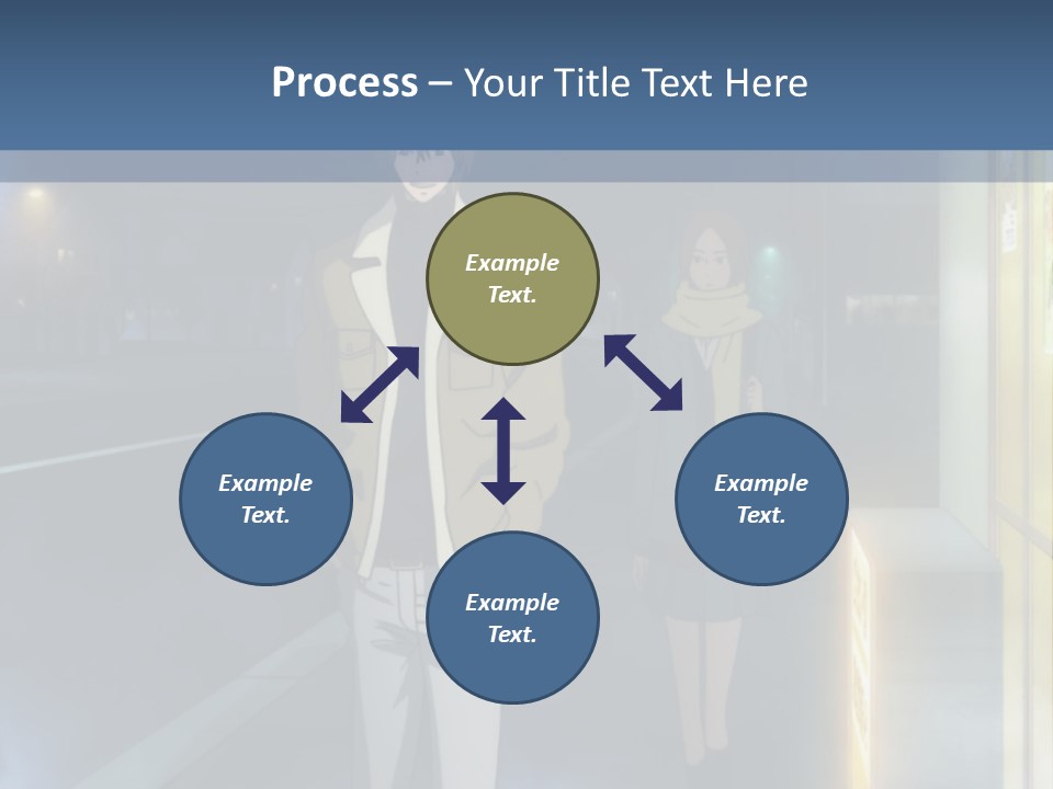 A Man And Woman Walking Down A Street At Night PowerPoint Template