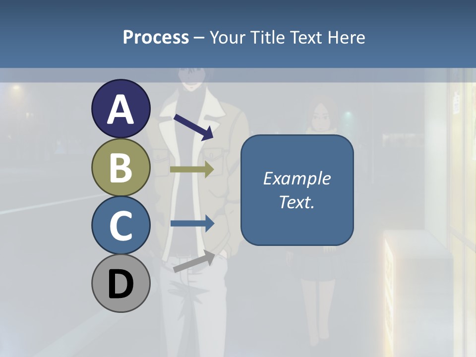 A Man And Woman Walking Down A Street At Night PowerPoint Template