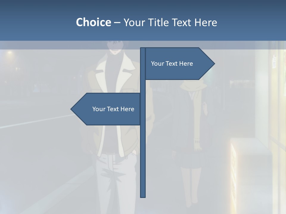 A Man And Woman Walking Down A Street At Night PowerPoint Template