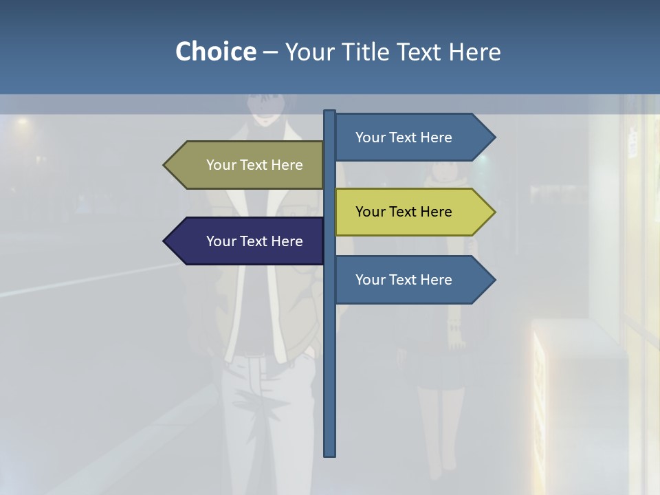 A Man And Woman Walking Down A Street At Night PowerPoint Template