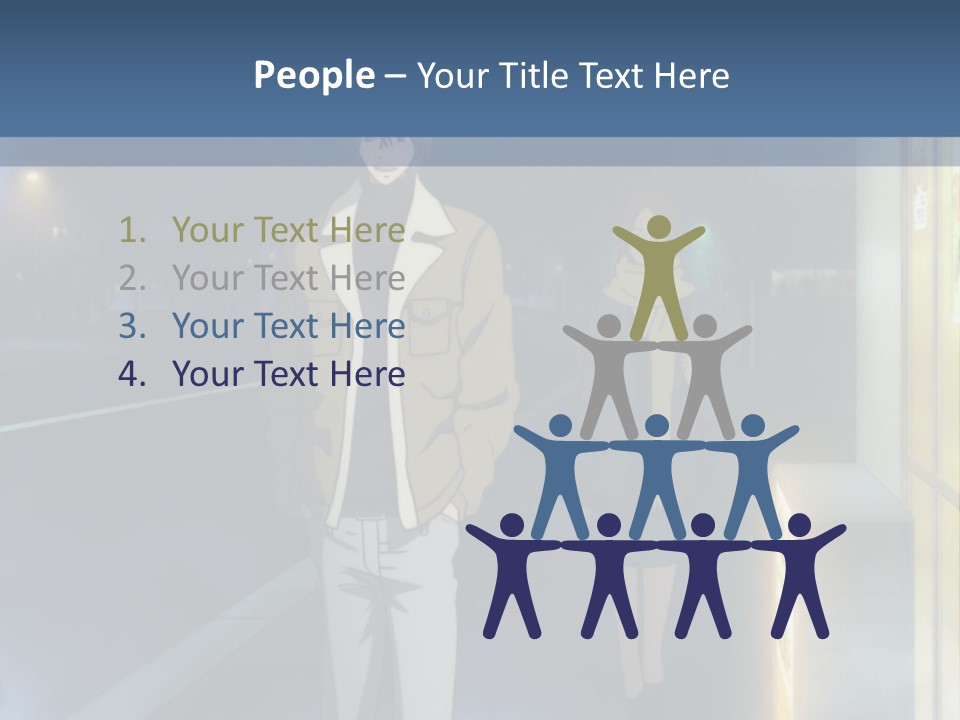 A Man And Woman Walking Down A Street At Night PowerPoint Template