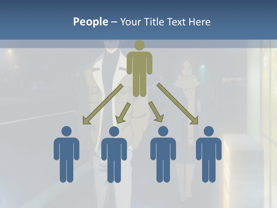 A Man And Woman Walking Down A Street At Night PowerPoint Template