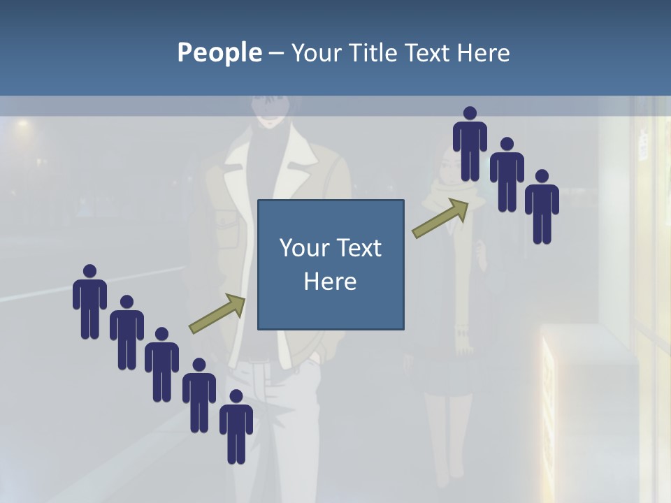 A Man And Woman Walking Down A Street At Night PowerPoint Template