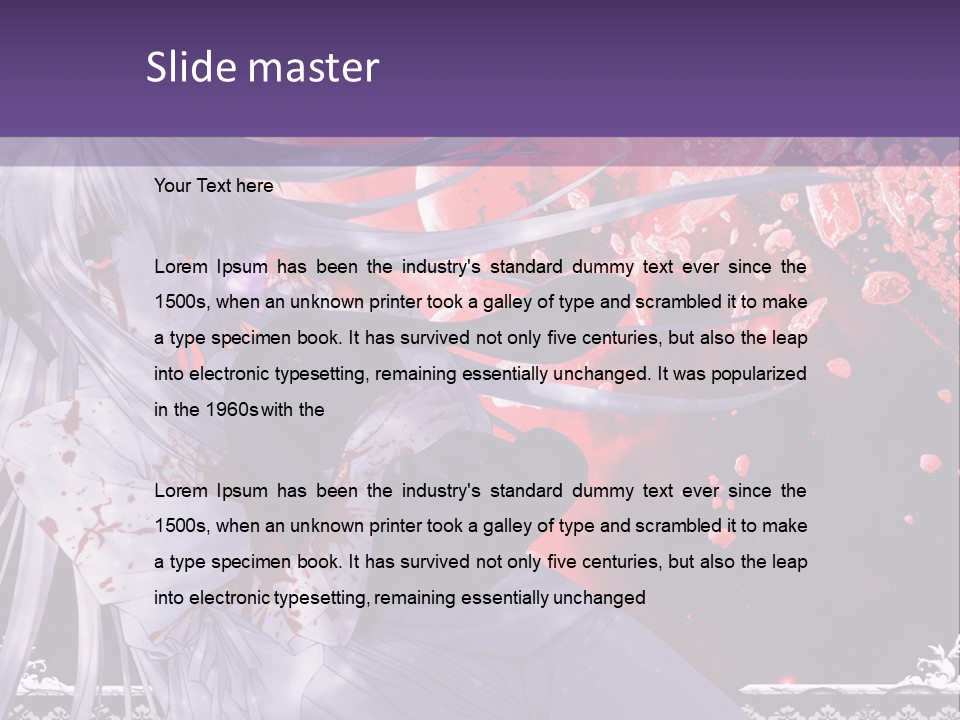 A Woman With Long Hair Standing In Front Of A Red Background PowerPoint Template