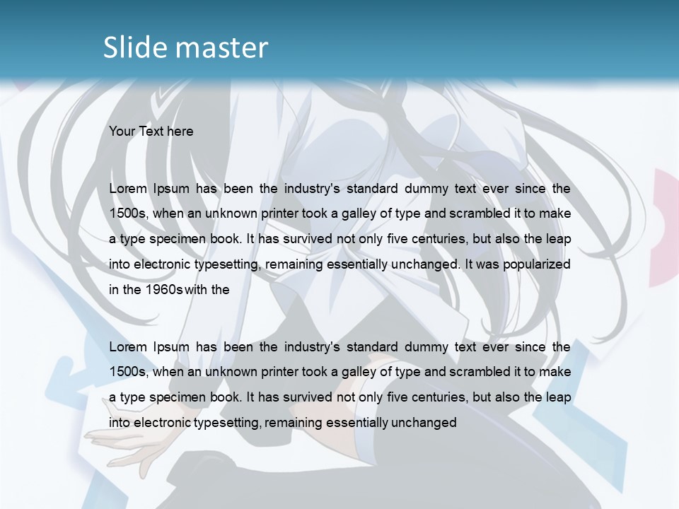 A Woman With Long Black Hair Is Posing For A Picture PowerPoint Template