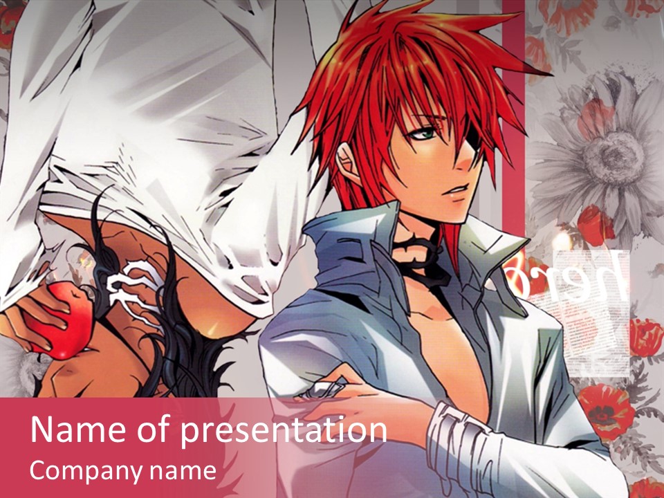 A Couple Of Anime Characters With Red Hair PowerPoint Template