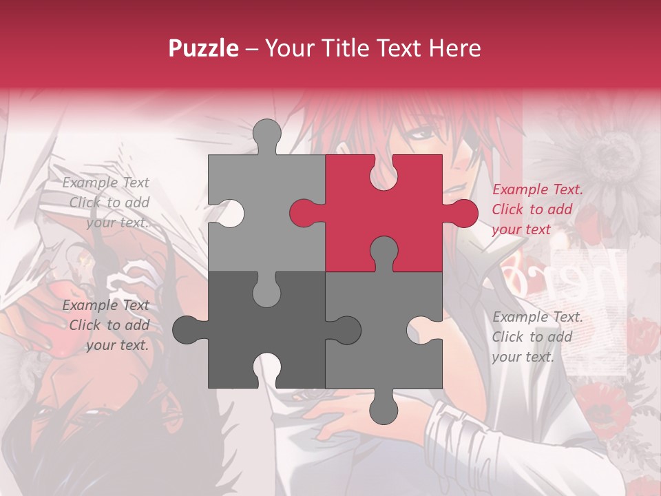 A Couple Of Anime Characters With Red Hair PowerPoint Template