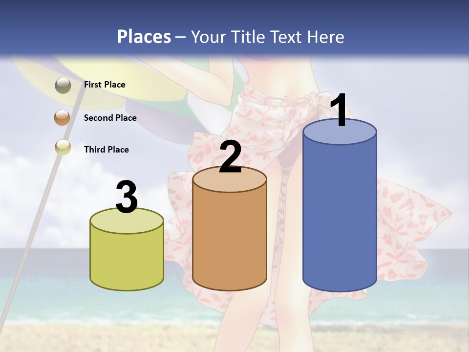 A Woman In A Bikini Holding An Umbrella On The Beach PowerPoint Template