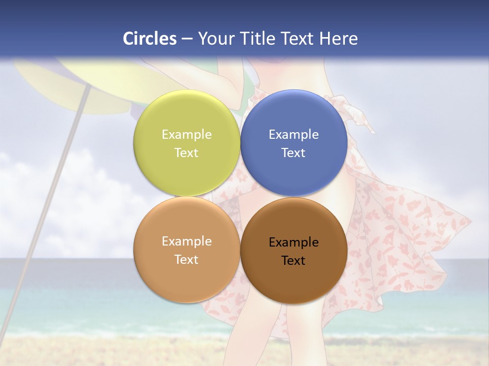 A Woman In A Bikini Holding An Umbrella On The Beach PowerPoint Template