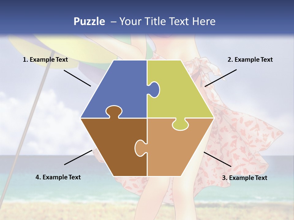 A Woman In A Bikini Holding An Umbrella On The Beach PowerPoint Template