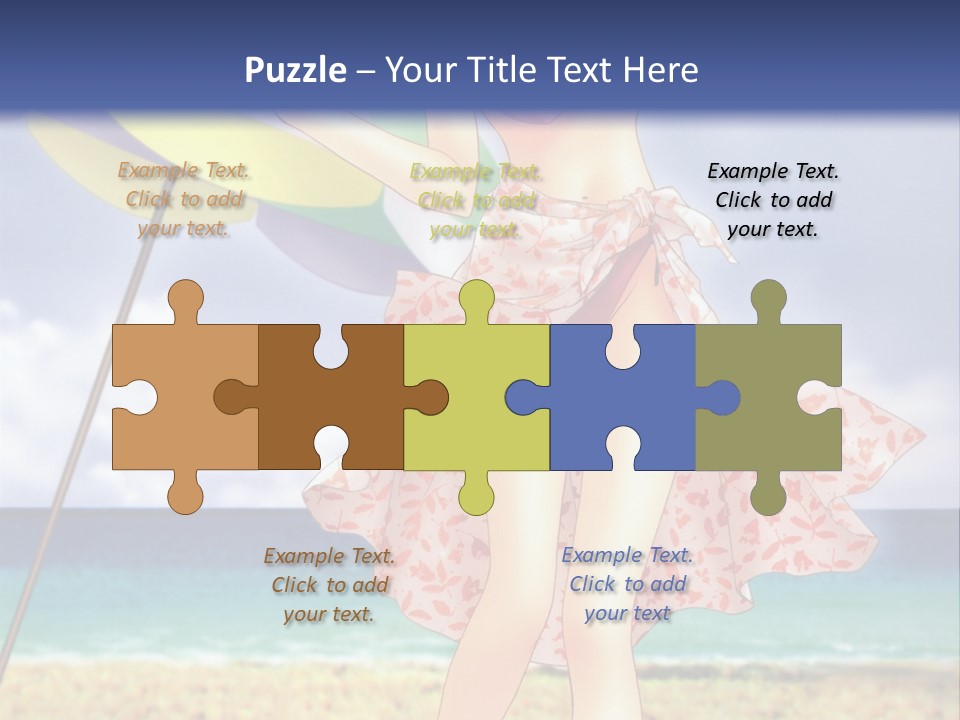 A Woman In A Bikini Holding An Umbrella On The Beach PowerPoint Template