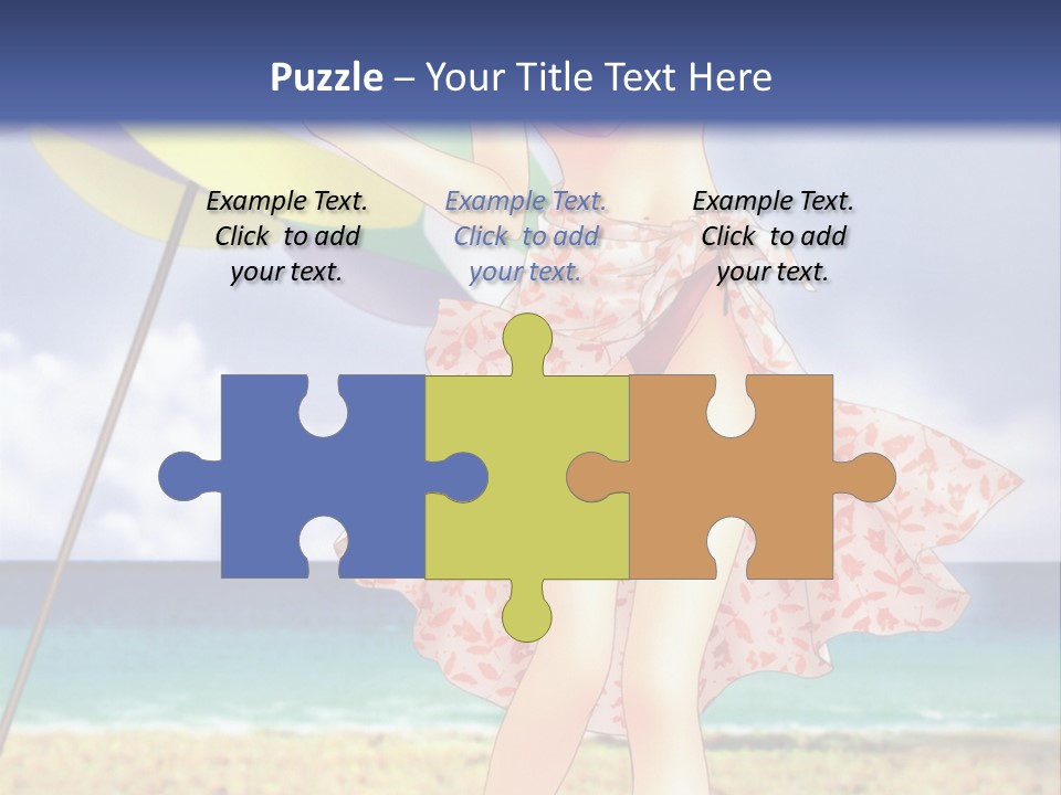 A Woman In A Bikini Holding An Umbrella On The Beach PowerPoint Template