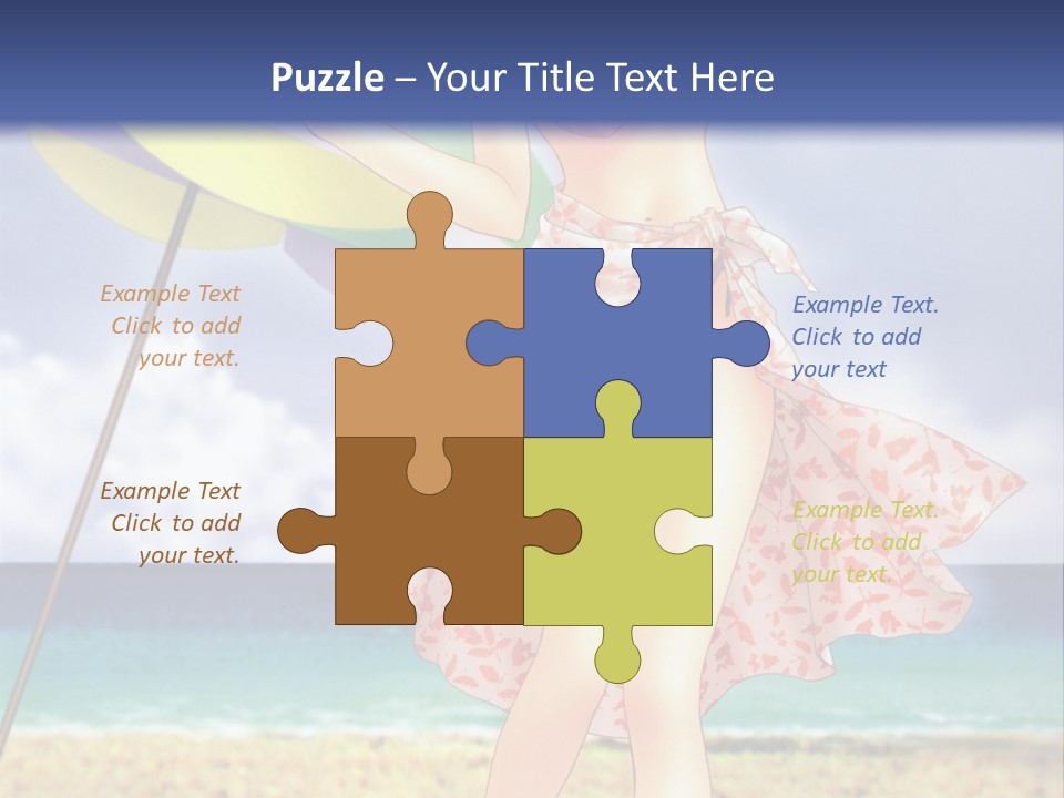 A Woman In A Bikini Holding An Umbrella On The Beach PowerPoint Template