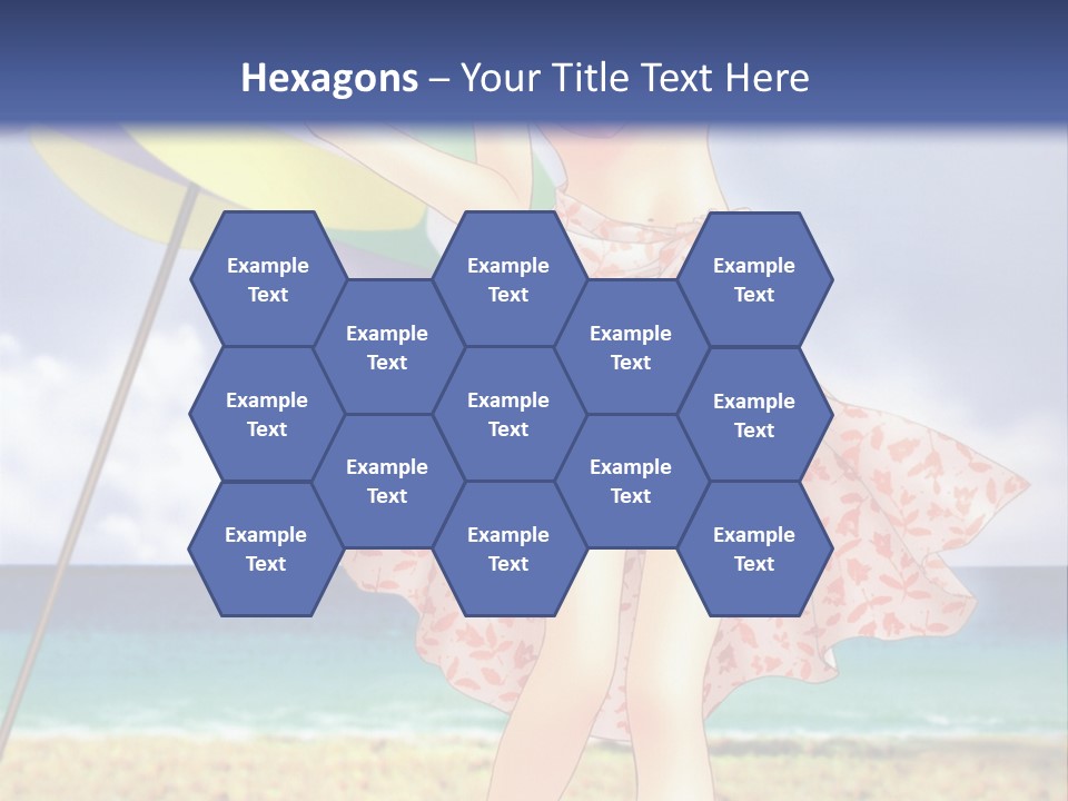 A Woman In A Bikini Holding An Umbrella On The Beach PowerPoint Template