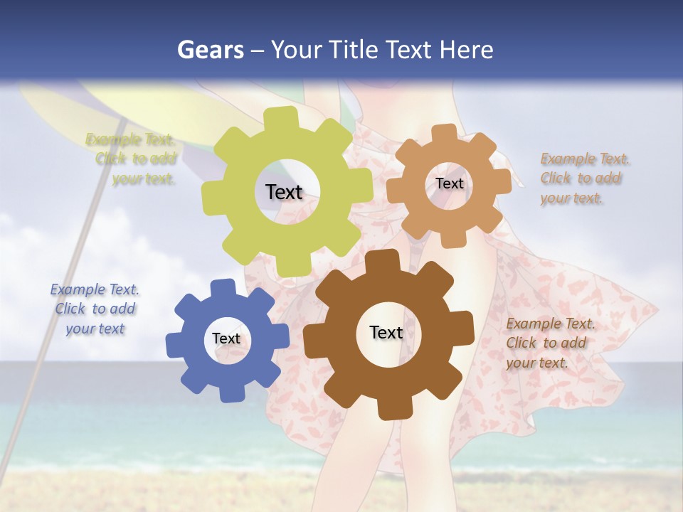 A Woman In A Bikini Holding An Umbrella On The Beach PowerPoint Template