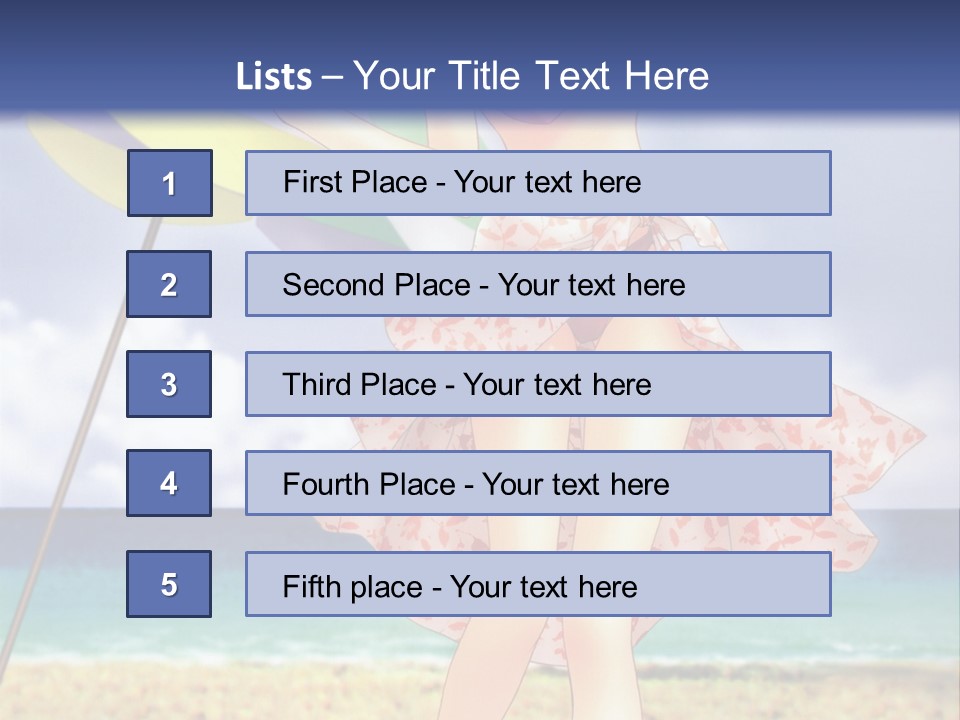 A Woman In A Bikini Holding An Umbrella On The Beach PowerPoint Template