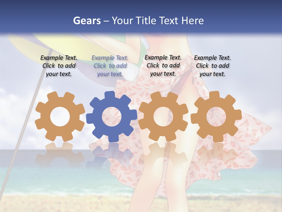 A Woman In A Bikini Holding An Umbrella On The Beach PowerPoint Template