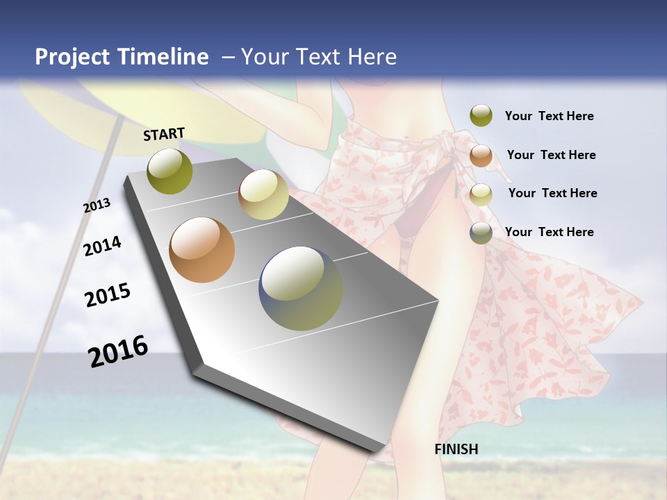 A Woman In A Bikini Holding An Umbrella On The Beach PowerPoint Template