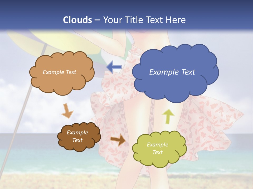 A Woman In A Bikini Holding An Umbrella On The Beach PowerPoint Template