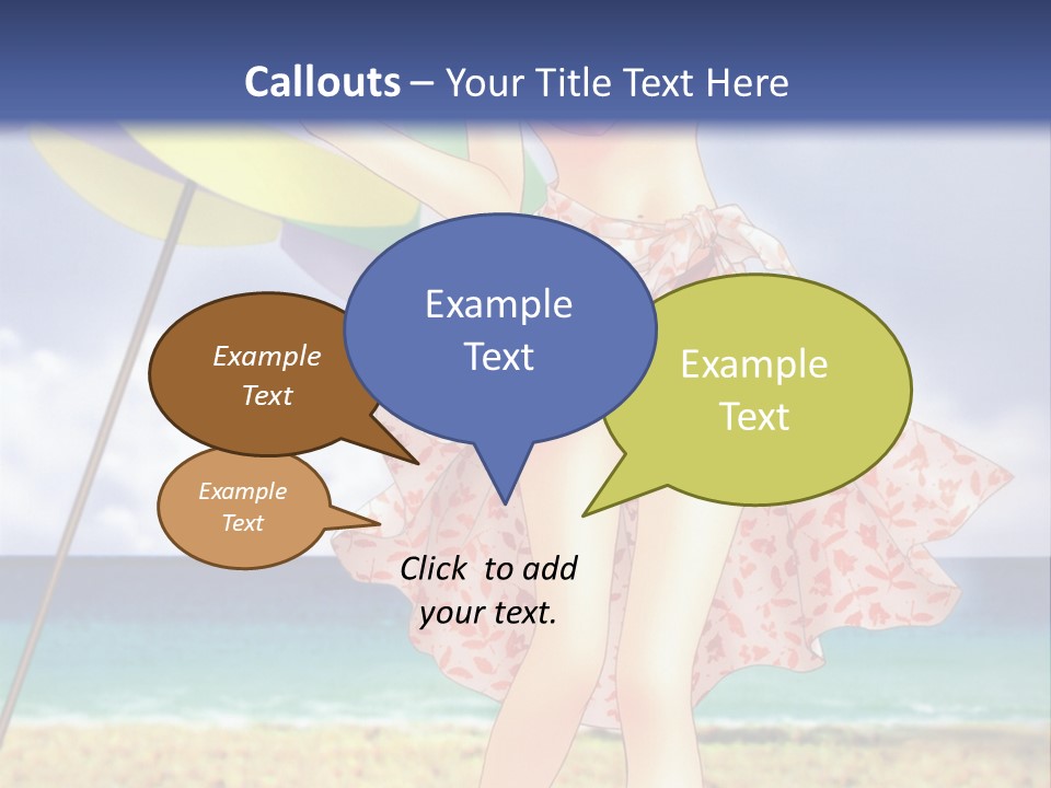 A Woman In A Bikini Holding An Umbrella On The Beach PowerPoint Template