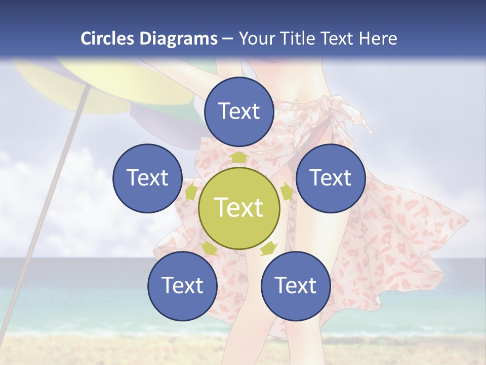 A Woman In A Bikini Holding An Umbrella On The Beach PowerPoint Template