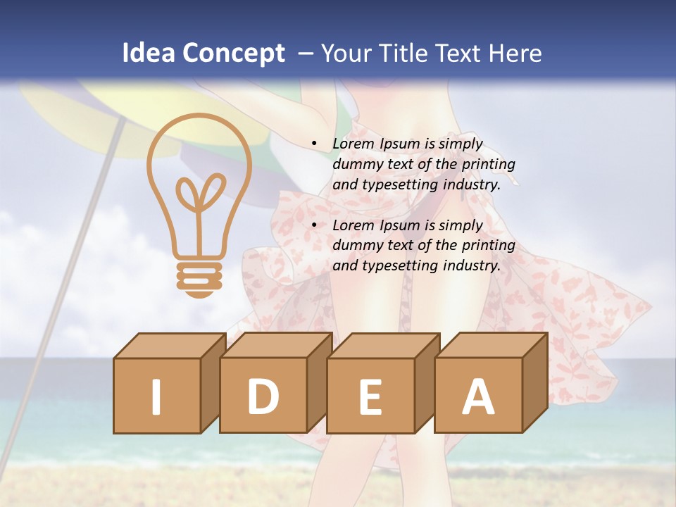 A Woman In A Bikini Holding An Umbrella On The Beach PowerPoint Template