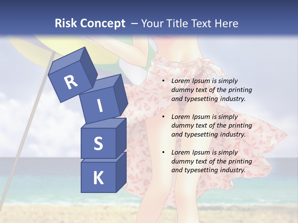 A Woman In A Bikini Holding An Umbrella On The Beach PowerPoint Template