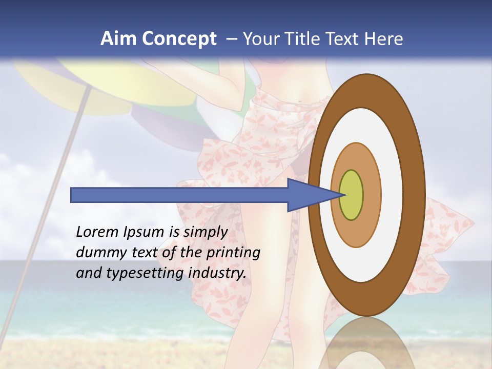 A Woman In A Bikini Holding An Umbrella On The Beach PowerPoint Template