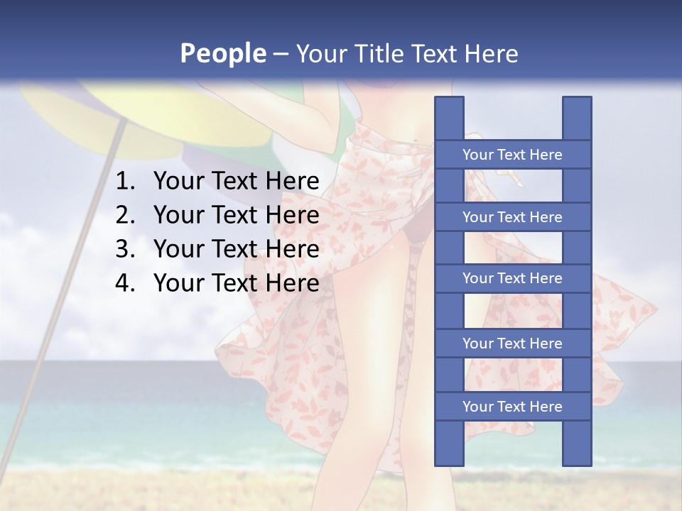 A Woman In A Bikini Holding An Umbrella On The Beach PowerPoint Template