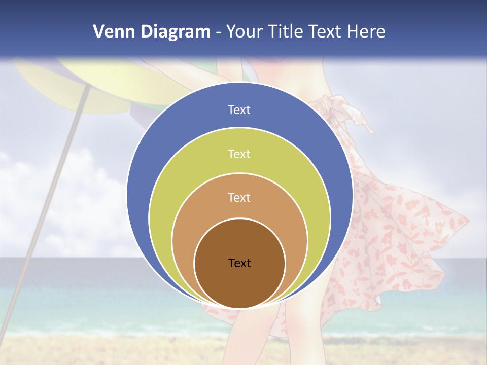 A Woman In A Bikini Holding An Umbrella On The Beach PowerPoint Template