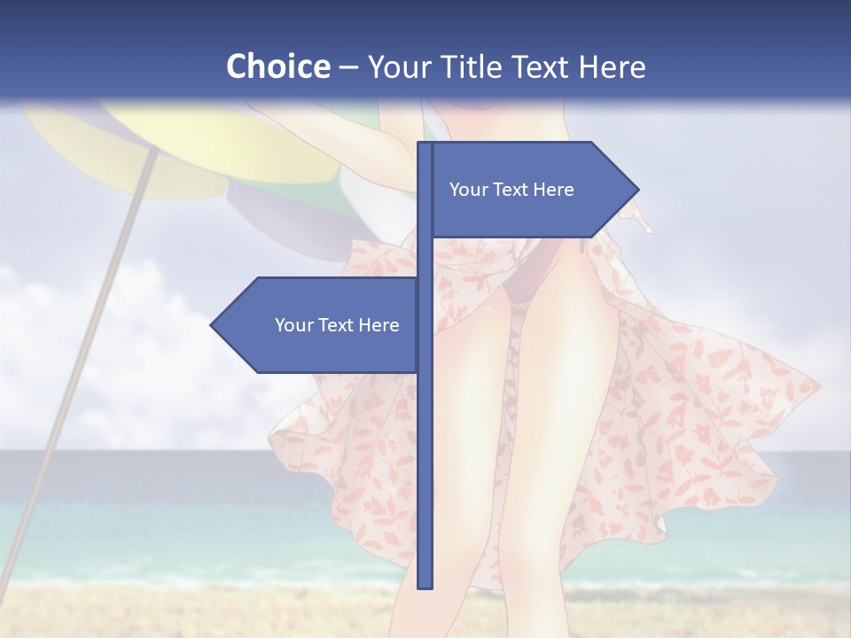 A Woman In A Bikini Holding An Umbrella On The Beach PowerPoint Template