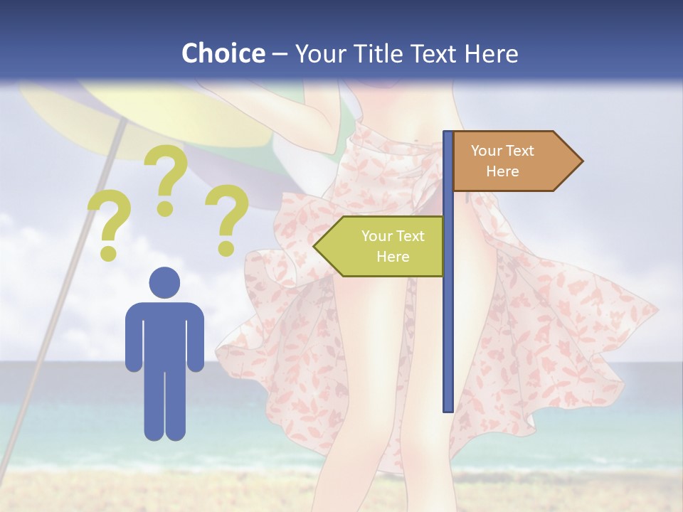 A Woman In A Bikini Holding An Umbrella On The Beach PowerPoint Template