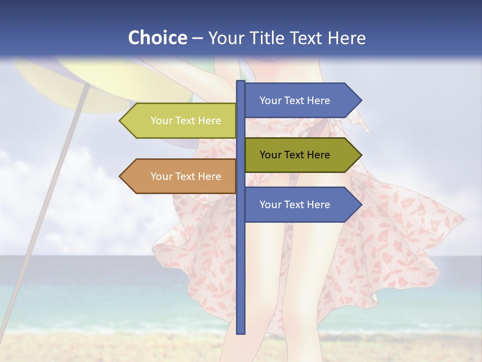 A Woman In A Bikini Holding An Umbrella On The Beach PowerPoint Template