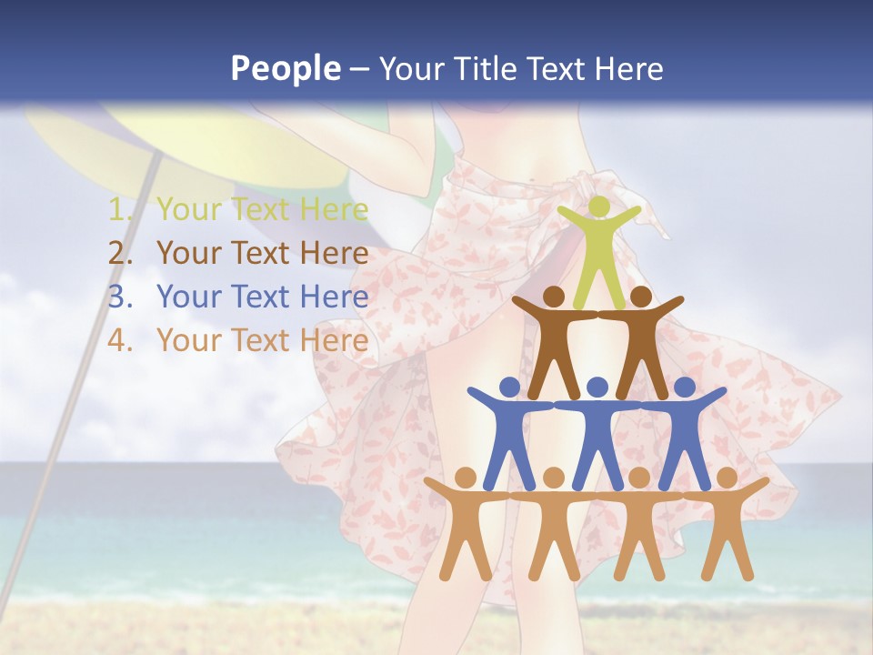 A Woman In A Bikini Holding An Umbrella On The Beach PowerPoint Template