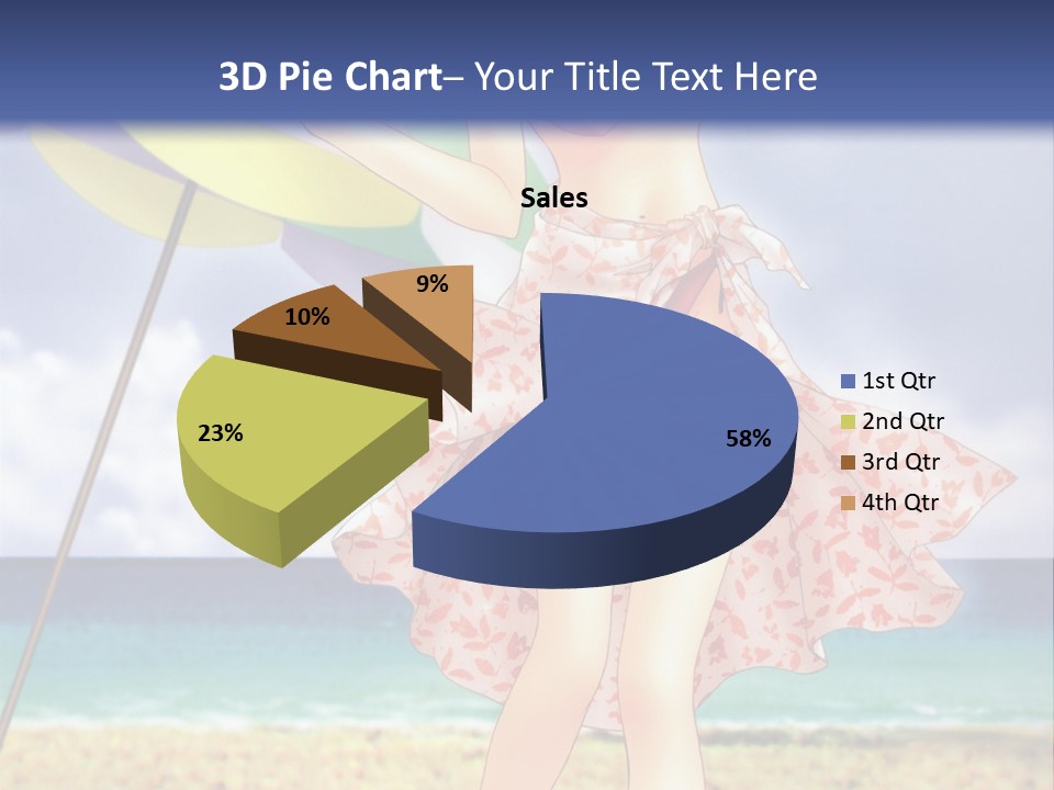 A Woman In A Bikini Holding An Umbrella On The Beach PowerPoint Template