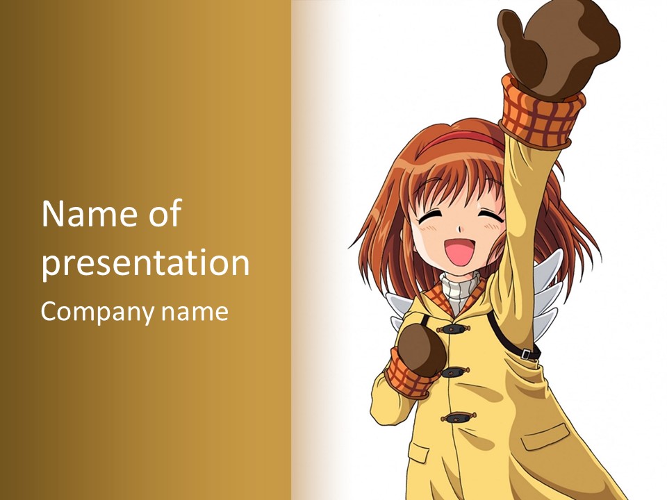 A Girl In A Trench Coat Holding A Glove PowerPoint Template