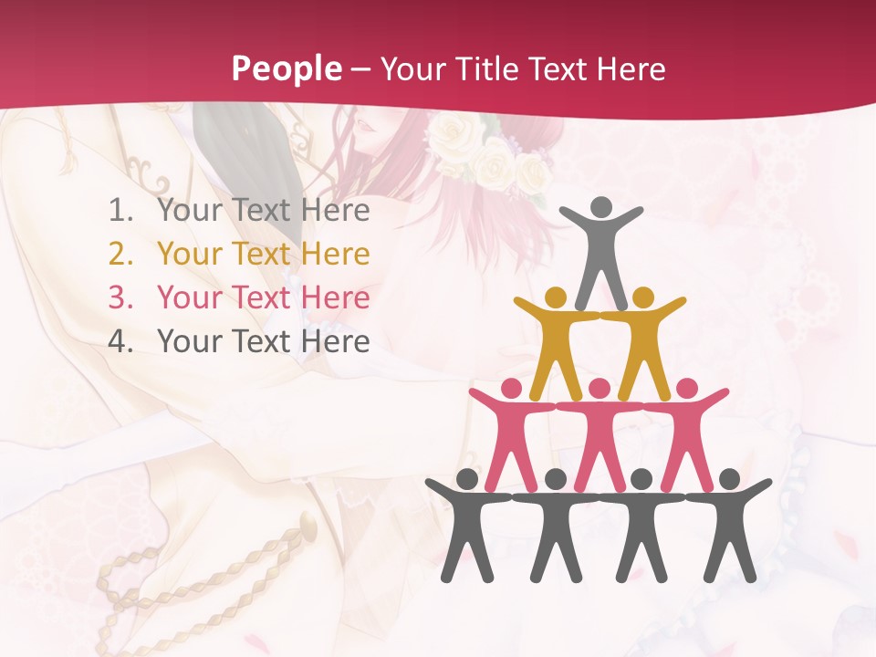 A Couple Of Anime Characters Hugging In Front Of A Pink Background PowerPoint Template