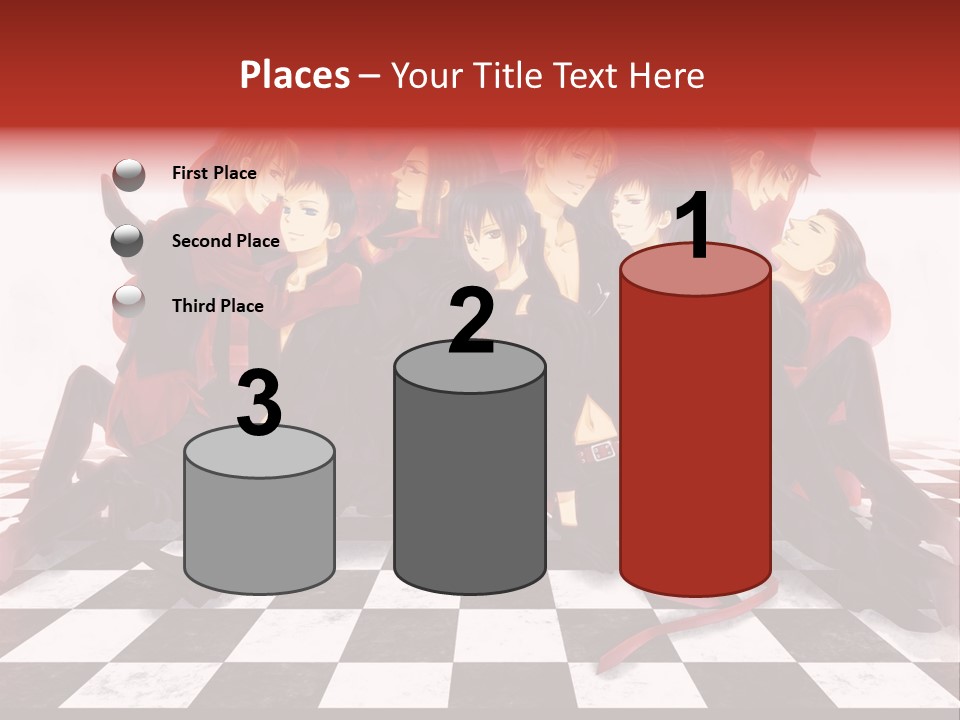 A Group Of People Sitting On Top Of A Checkered Floor PowerPoint Template