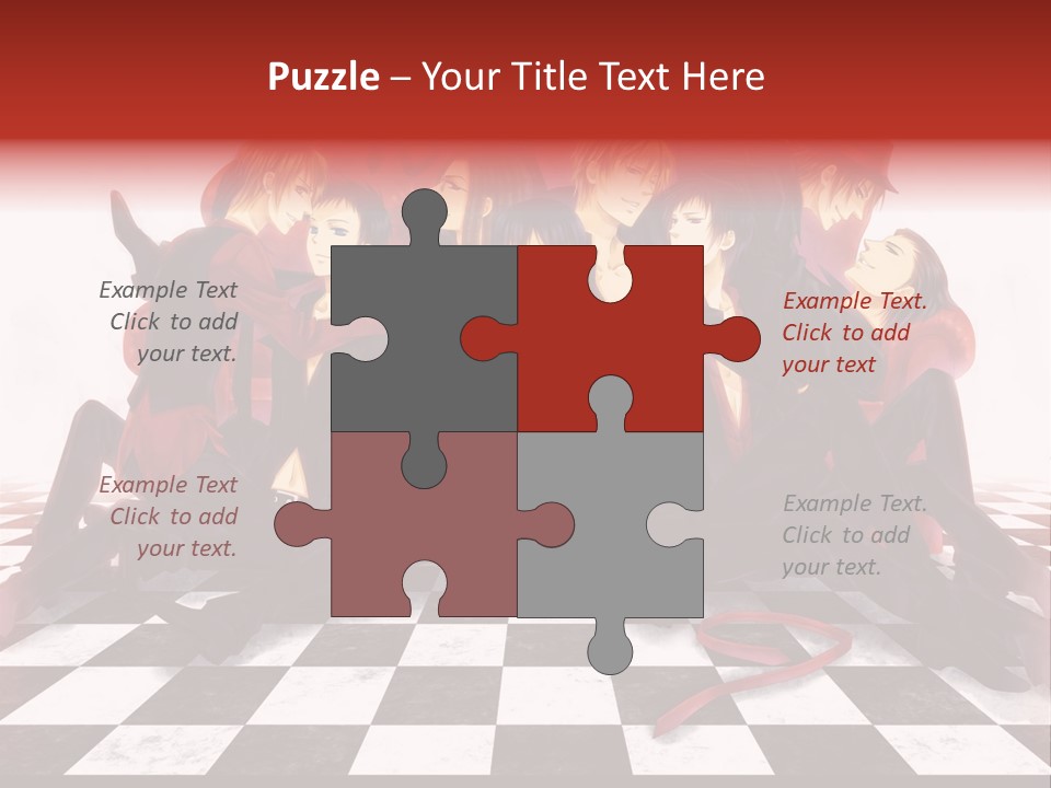 A Group Of People Sitting On Top Of A Checkered Floor PowerPoint Template