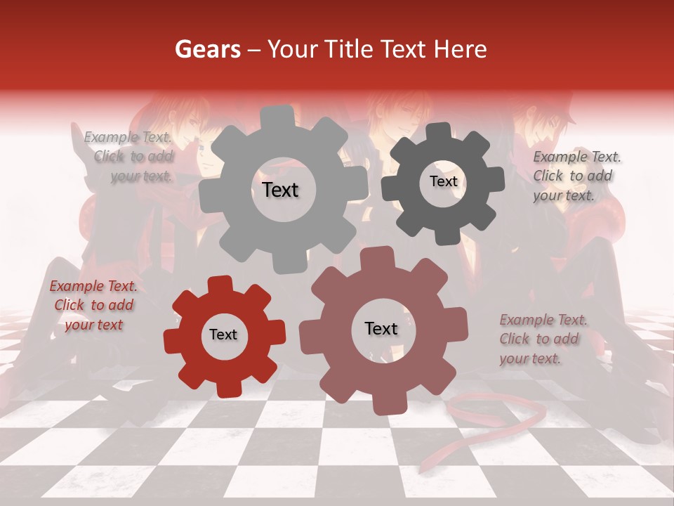 A Group Of People Sitting On Top Of A Checkered Floor PowerPoint Template