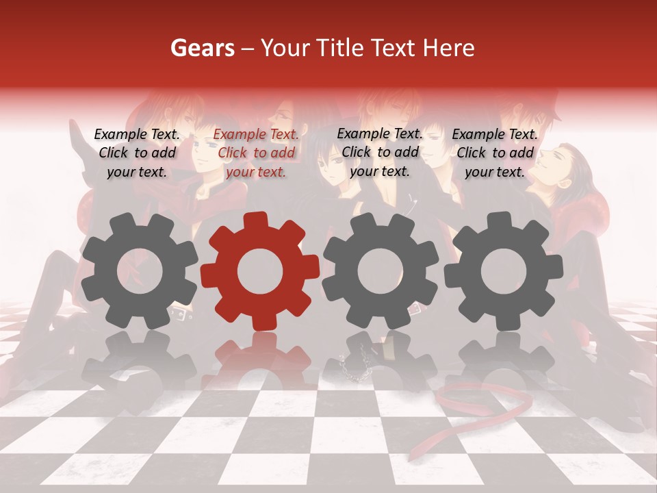 A Group Of People Sitting On Top Of A Checkered Floor PowerPoint Template