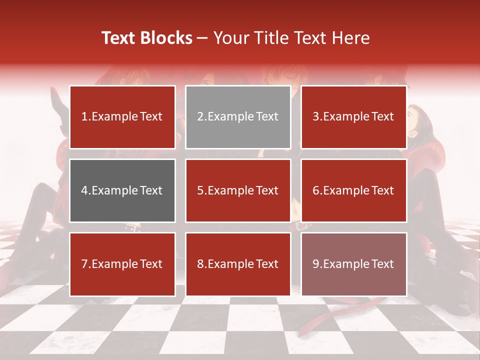 A Group Of People Sitting On Top Of A Checkered Floor PowerPoint Template