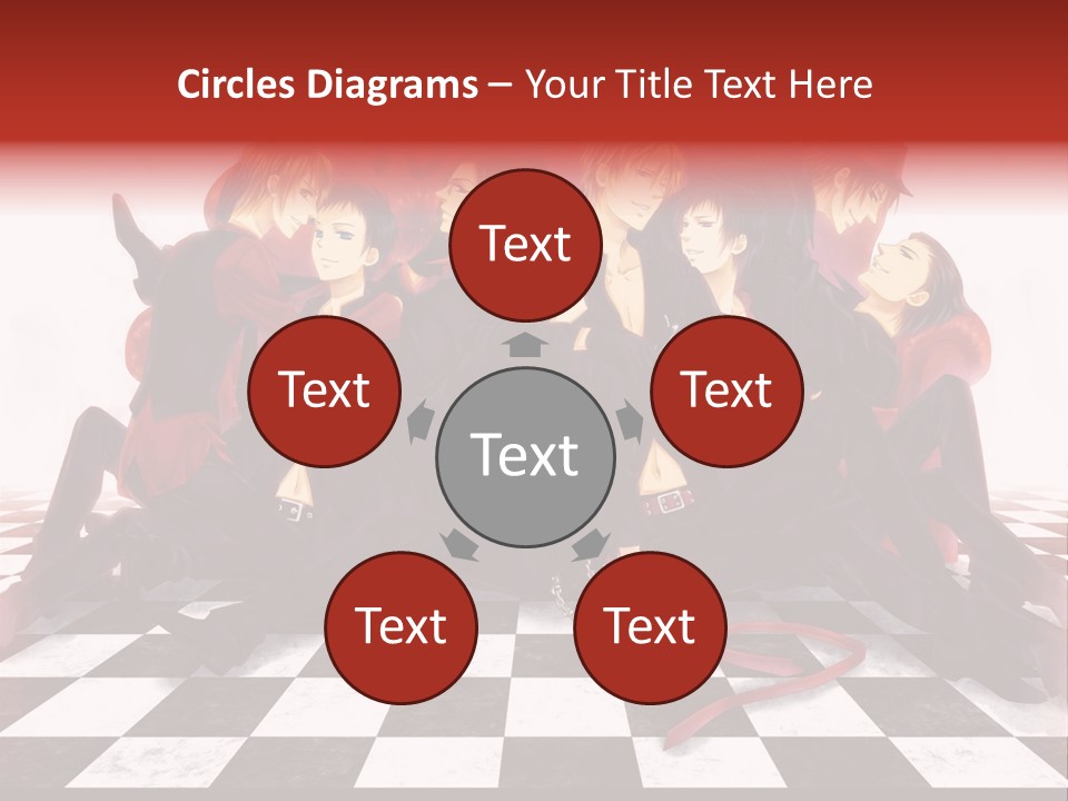 A Group Of People Sitting On Top Of A Checkered Floor PowerPoint Template