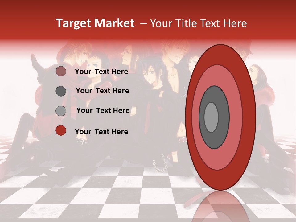A Group Of People Sitting On Top Of A Checkered Floor PowerPoint Template