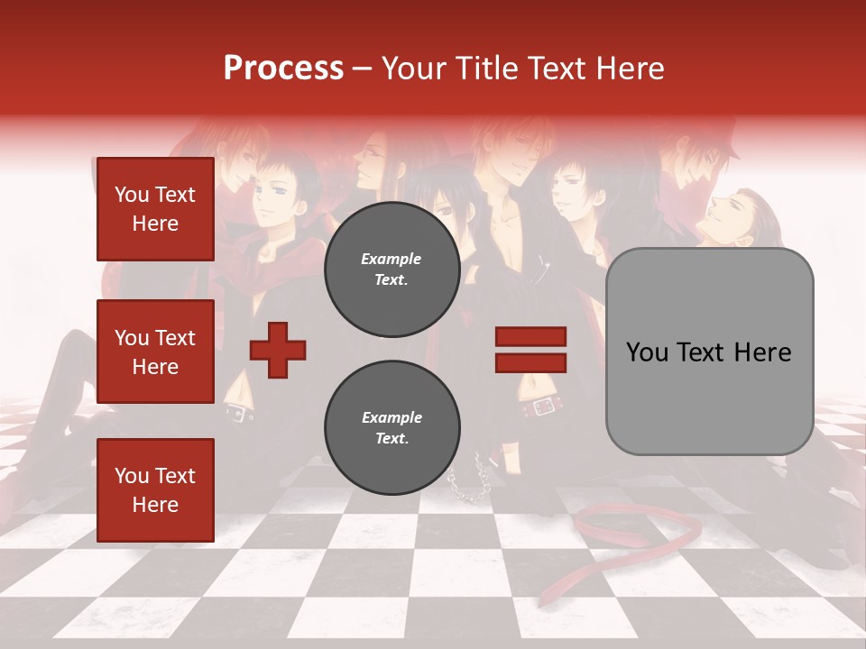 A Group Of People Sitting On Top Of A Checkered Floor PowerPoint Template