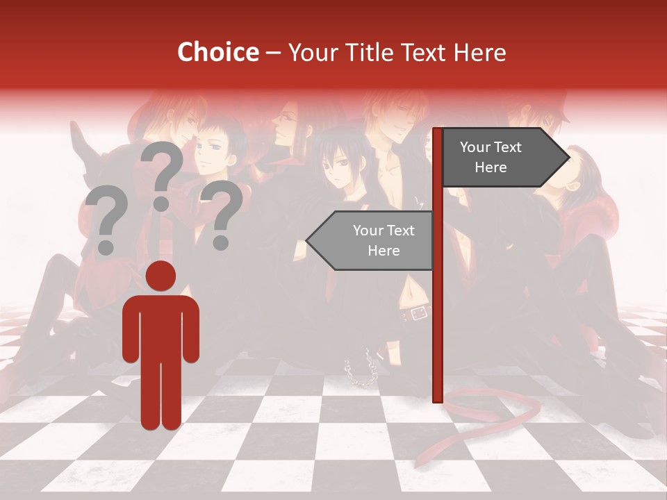 A Group Of People Sitting On Top Of A Checkered Floor PowerPoint Template