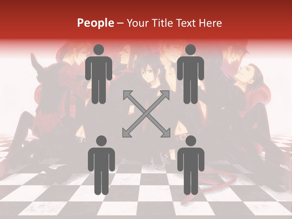 A Group Of People Sitting On Top Of A Checkered Floor PowerPoint Template