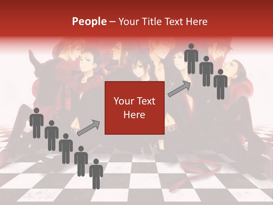 A Group Of People Sitting On Top Of A Checkered Floor PowerPoint Template